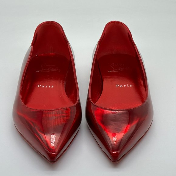 Christian Louboutin HOT CHICKITA Scallop Patent Ballerina Flat Shoes Loubi - Picture 8 of 16